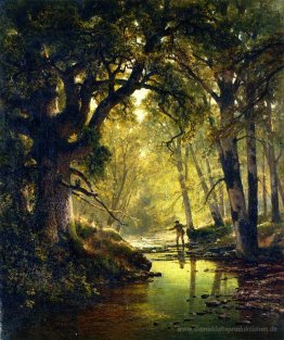 Angler in einem Wald Interior