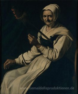 Alte Frau Spinn