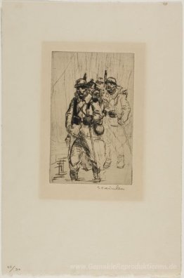 Soldats Sous La Pluie et dans les Fondrieres