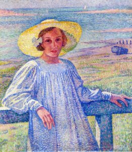 Elisaeth van Rysselberghe in einem Strohhut