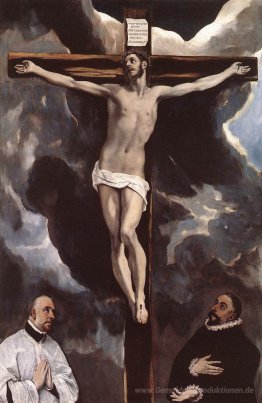 Christus am Kreuz mit zwei Spendern verehrt