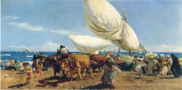 Ankunft der Fischerboote auf dem Strand, Valencia