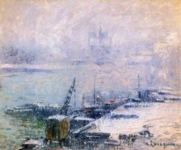 Der Pont Henri IV Notre Dame de Paris im Schnee