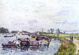 Lastkähne am Heiligen Mammès