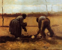 Peasant Mann und Frau, die Kartoffeln