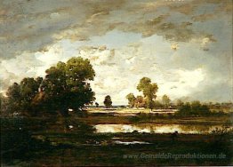 Der Teich, stürmischen Himmel