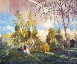 Landschaft mit einem Regenbogen-
