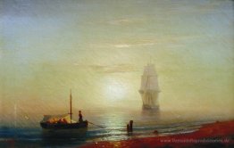 Der Sonnenuntergang am Meer