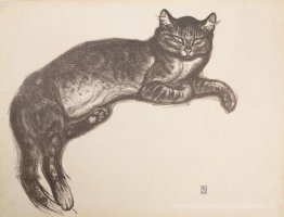 Studie für L'Hiver - Katze auf einem Kissen
