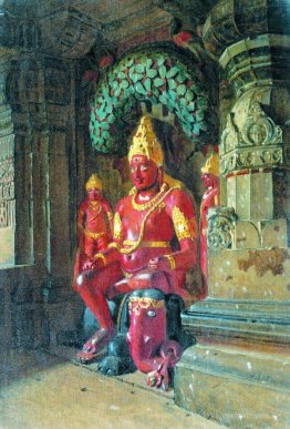 Statue von Vishnu in dem Tempel in Ellora Indra