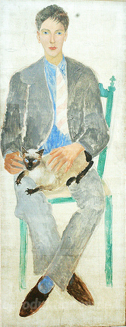 Junge mit Katze, Portrait fr.Jean Bougoint