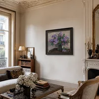 Stillleben. Herbst-Blumen in einem Korb. Studie für das Fach ein — Pariser Wohnung