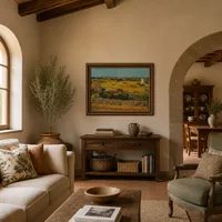 Ernte am La Crau mit Montmajour im Hintergrund — Italienische Villa