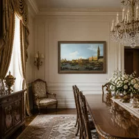 Cowgirl auf der Wiese — Schloss-Esszimmer