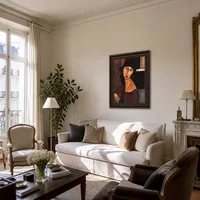 Jeanne Hébuterne mit Hut und Halskette — Pariser Wohnung