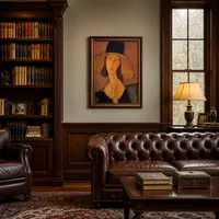 Porträt von Jeanne Hébuterne in einem großen Hut — Klassische Bibliothek
