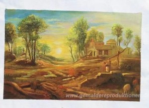Landschaft mit einer Wasserstelle