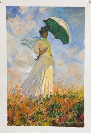Frau mit Sonnenschirm, der nach rechts (auch als Studie einer Ab