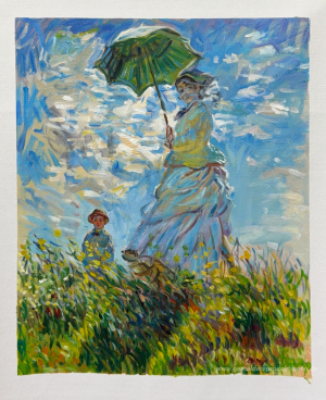 Die Promenade, Frau mit Sonnenschirm